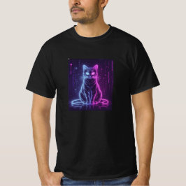 Camiseta **Design de Gato Neon – Arte Felina Futurista Lumi