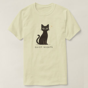 Camiseta Design de Gato para Noites Silenciosas Mínimas