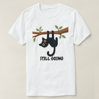 Camiseta Design de Gato Pendurado Motivacional