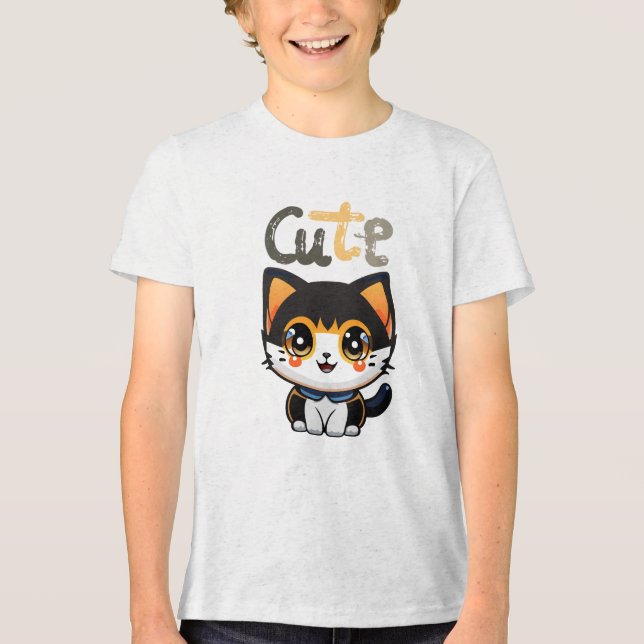 Camiseta Design de gato preto bonito| amante de gatos | com (Frente)