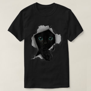 Camiseta Design de gato preto espiando