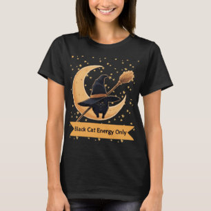 Camiseta Design de Gato Preto Mágico com Energia de Gata Br