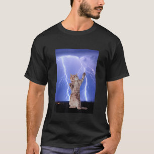 Camiseta Design de Gato Trovão Fofo