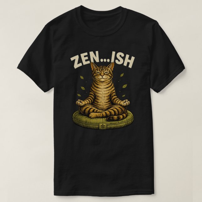 Camiseta Design de Gato Zen Ish Divertido (Frente do Design)