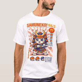 Camiseta Design de Gatos de Batalha do Gato Samurai