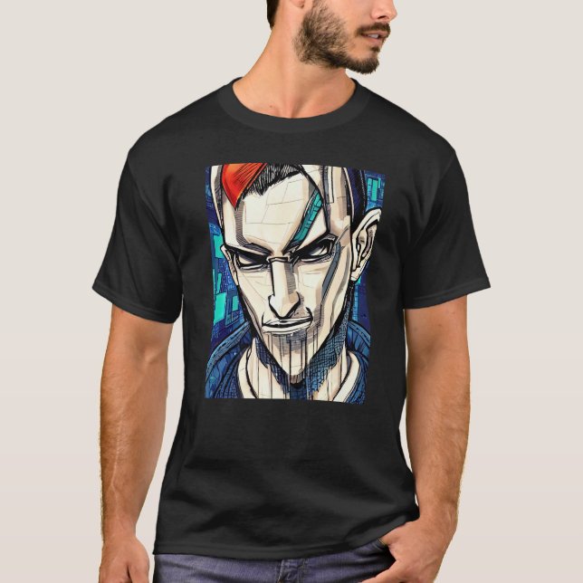 Camiseta Design de Geek de Computador Hacker Cyberpunk Prem (Frente)