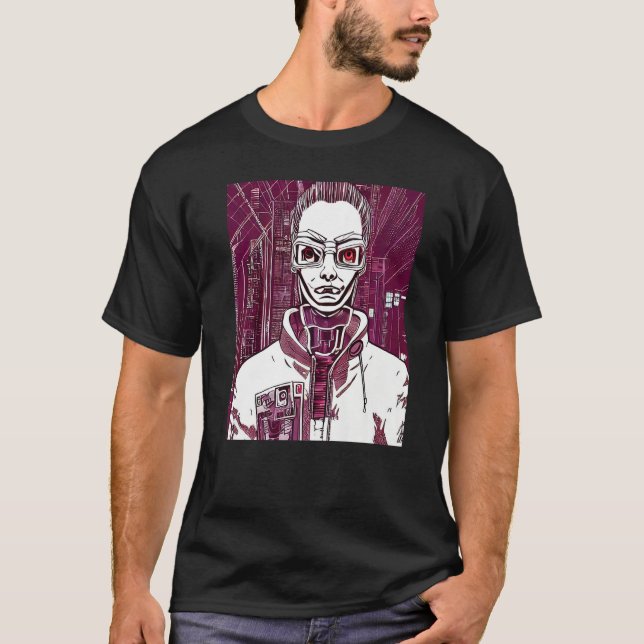 Camiseta Design de Geek para computador com hacker Cyberpun (Frente)