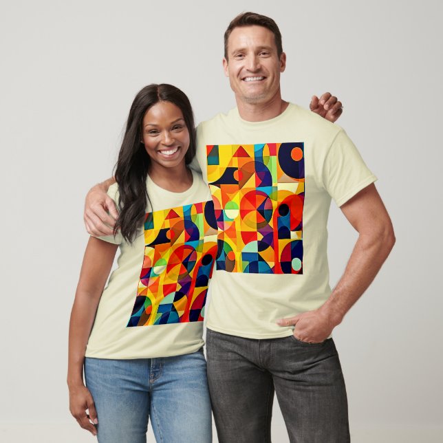 Camiseta Design de Geometria de Cor Bauhaus (Unissex)