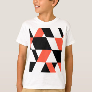 Camiseta design de geometria urbana, preto-vermelho, modern