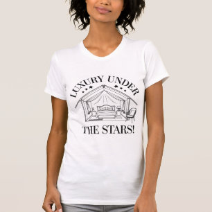 Camiseta Design de Glamping Luxuoso Sob as Estrelas