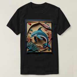 Camiseta Design de golfinhos de papel 3D