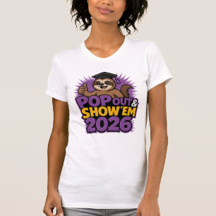 Camiseta Design de Graduação de Preguiça de 2026 Pop Out & 
