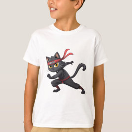 Camiseta Design de Gráfico de Cartoon Ninja Gato Engraçado