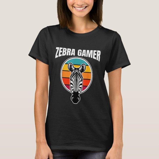Camiseta Design De Gráfico De Zebra Gamer Para Crianças Jog (Frente)