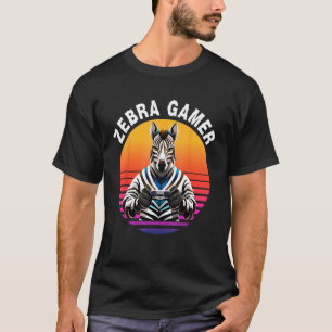 Camiseta Design De Gráfico De Zebra Gamer Para Crianças Jog