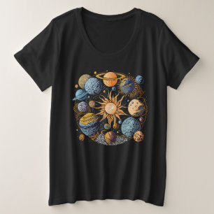 Camiseta Design de Gráfico do Sistema Solar