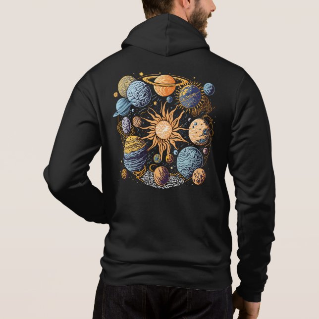 Camiseta Design de Gráfico do Sistema Solar (Verso)