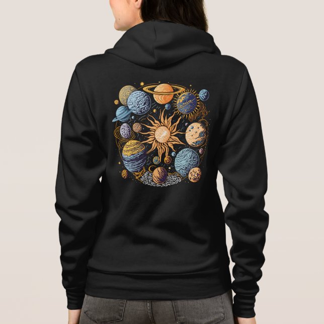 Camiseta Design de Gráfico do Sistema Solar (Verso)