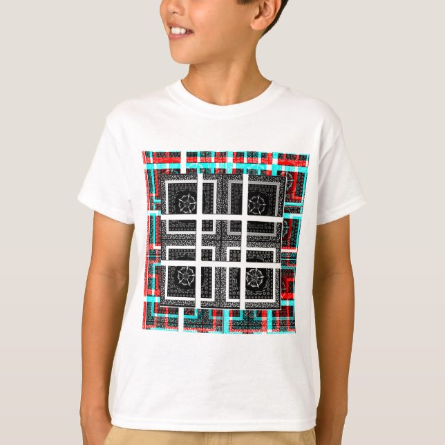 Camiseta Design de Gráficos Preto, Branco e Vermelho com Ve (Frente)