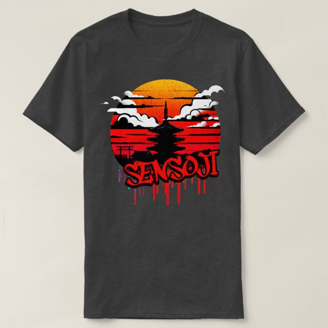 Camiseta Design de Grafite do Templo Sensoji (Frente do Design)