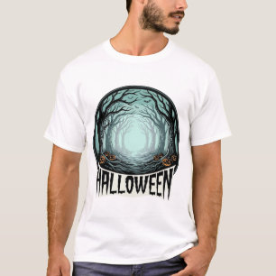 Camiseta Design de Gravura Vintage Floresta Assustadora de