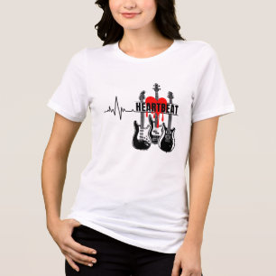 Camiseta Design de Guitarra Batida do Coração 
