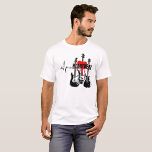 Camiseta Design de Guitarra Batida do Coração