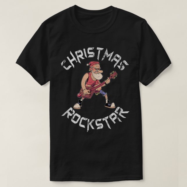 Camiseta Design de Guitarra Rockstar de Natal (Frente do Design)