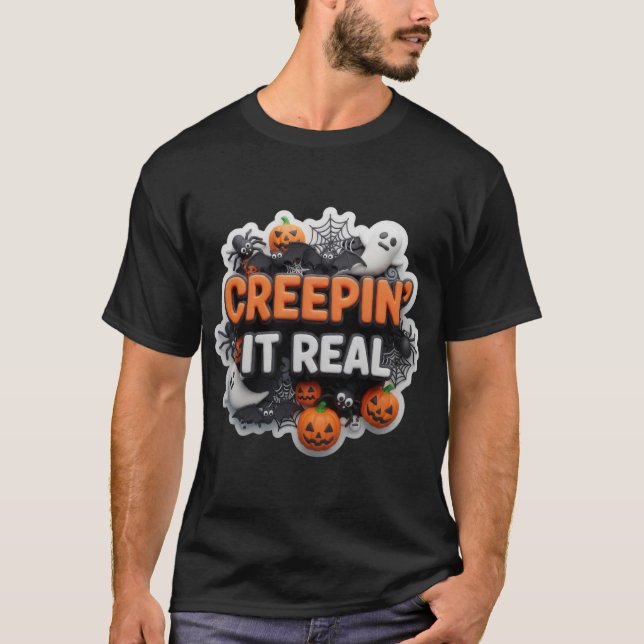 Camiseta Design de Halloween 'Creepin It Real' (Frente)