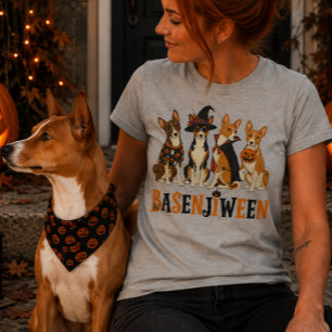 Camiseta Design de Halloween de Basenjis Assustadores Basen