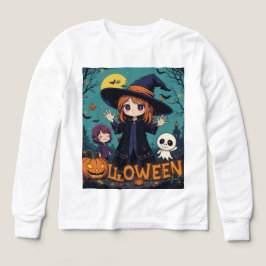 Camiseta Design de Halloween de Bruxas Chibi