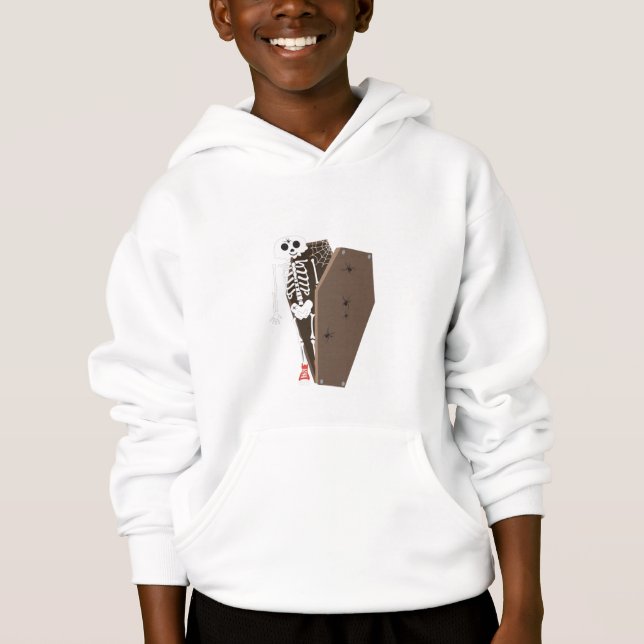 Camiseta Design de Halloween de Skeleton e Coffin (Frente)