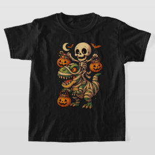 Camiseta Design de Halloween de Skeleton e múmia T-Rex