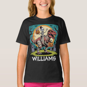 Camiseta Design de Halloween de Skeleton e múmia T-Rex