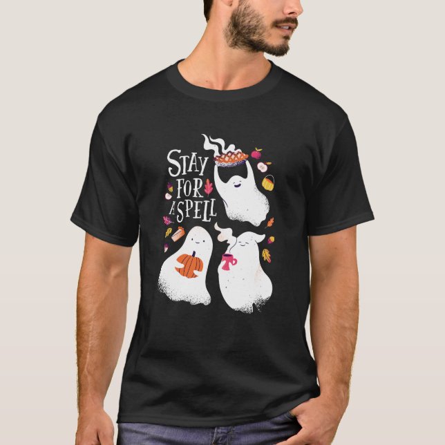 Camiseta Design de Halloween Divertido Fantasma Fofo (Frente)