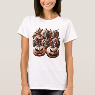 Camiseta Design de Halloween do Assustador Jack-O'-Lanterna