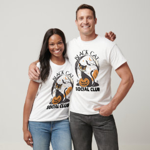 Camiseta Design de Halloween do Clube Social de Gato Negro