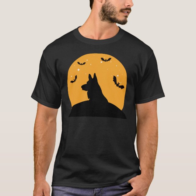 Camiseta Design de Halloween german shepherd (Frente)