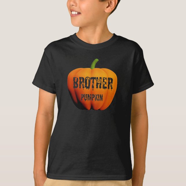Camiseta Design de Halloween Irmão Abóbora (Frente)