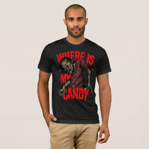 Camiseta Design de Halloween “Onde Está Meu Doce” de Zumbi