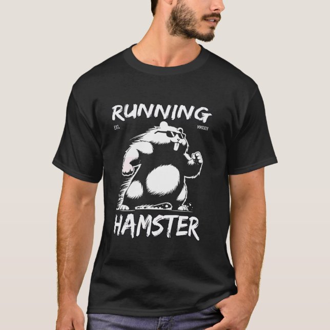 Camiseta Design de Hamster Divertido em Execução para Venti (Frente)