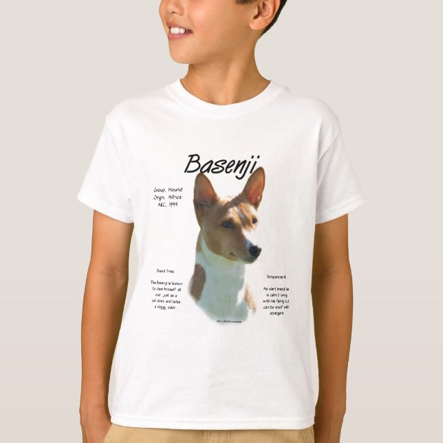 Camiseta Design de História de Chestnut Basenji, Tudo sobre (Frente)