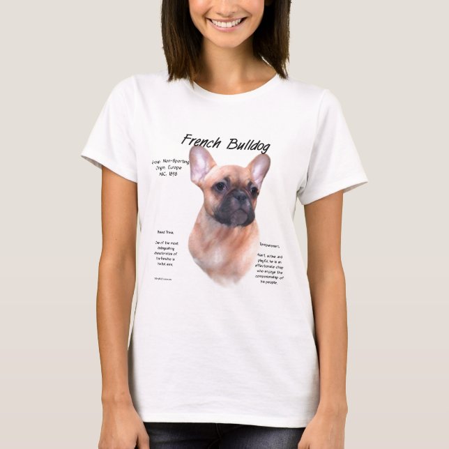 Camiseta Design de História do Buldogue Francês (Frente)