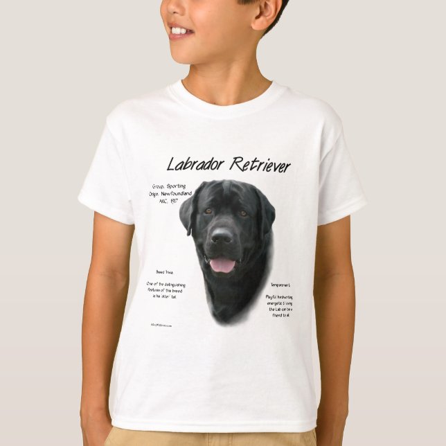 Camiseta Design de História do Labrador Retriever (preto) (Frente)