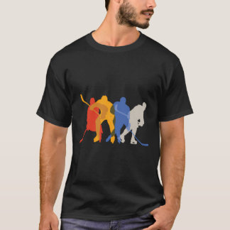 Camiseta Design de Hóquei no Gelo com Silhou, Jogadores de