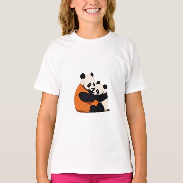 Camiseta Design de Hugging Panda - Bonita e Encantadora (Frente)