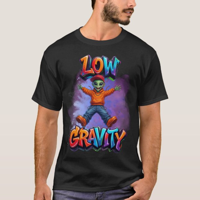 Camiseta Design de Humor Espacial Alien Divertido de Baixa  (Frente)