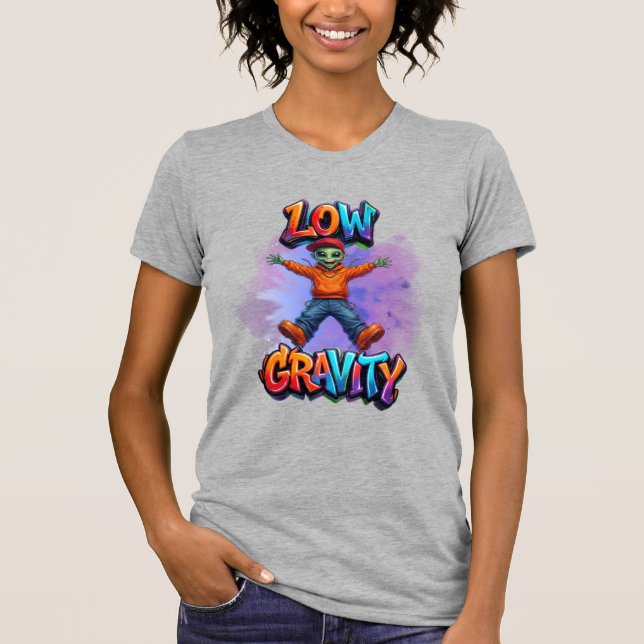 Camiseta Design de Humor Espacial Alien Divertido de Baixa  (Frente)