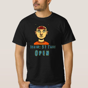 Camiseta Design de Humor Pensando Muito com 37 Abas Abertas