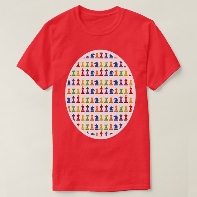 Camiseta Design de Imagem Maior de Peça de Xadrez Multicolo (Frente do Design)